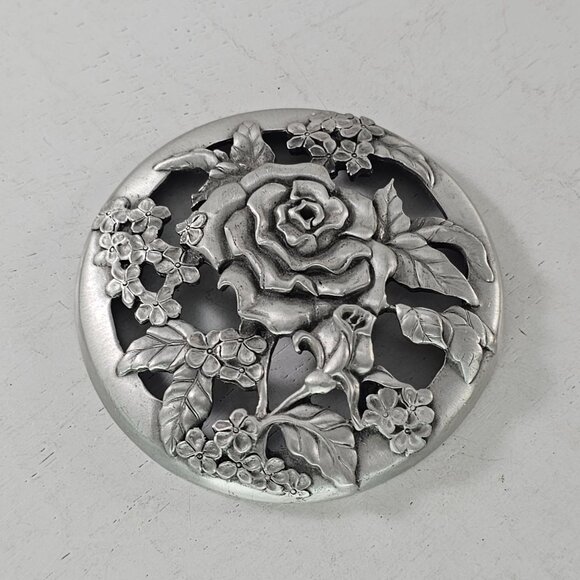 Vintage Seagull Pewter Roses Flowers Potpourri Holder LID ONLY 1988 Canada - Picture 5 of 6